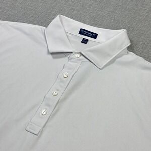 Peter Millar Polo Shirt Mens 2XL White Short Sleeve Collared Performance